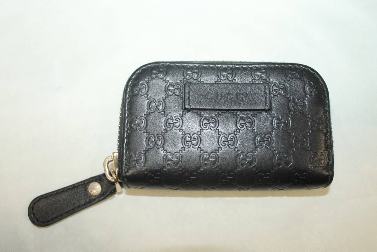 7-44.GUCCI グッチ 小銭入れ ブラック GG柄 レザー 難あり商品 く