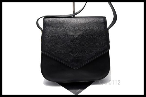 希少美中古□YVES SAINT LAURENT レザー ショルダーバッグ イヴサン 