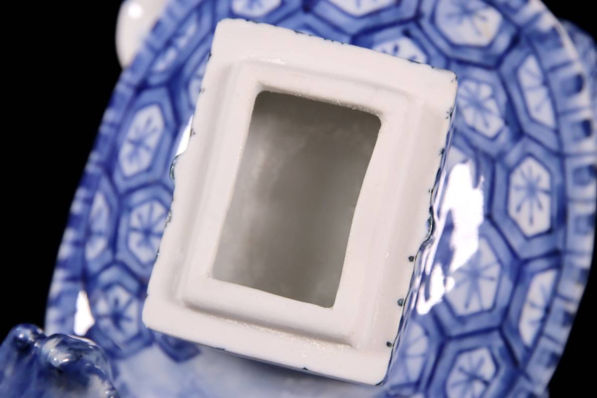 ◇楾◇ 時代 高橋道八 染付亀形香炉 17.5cm 箱付 唐物骨董 T[Y140]V