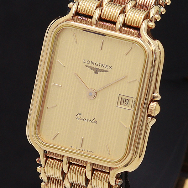 1円 稼働 LONGINES ロンジン ゴールドカラー文字盤 クォーツ
