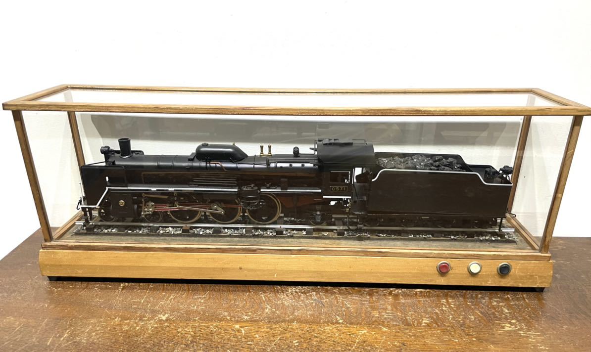 ポニョ蒸気機関車 C571型 車輪駆動 ライト点灯 アンティーク 希少! C571 SL 蒸気機関車 大型 鉄道模型 国鉄 「照燈点滅ライト点灯