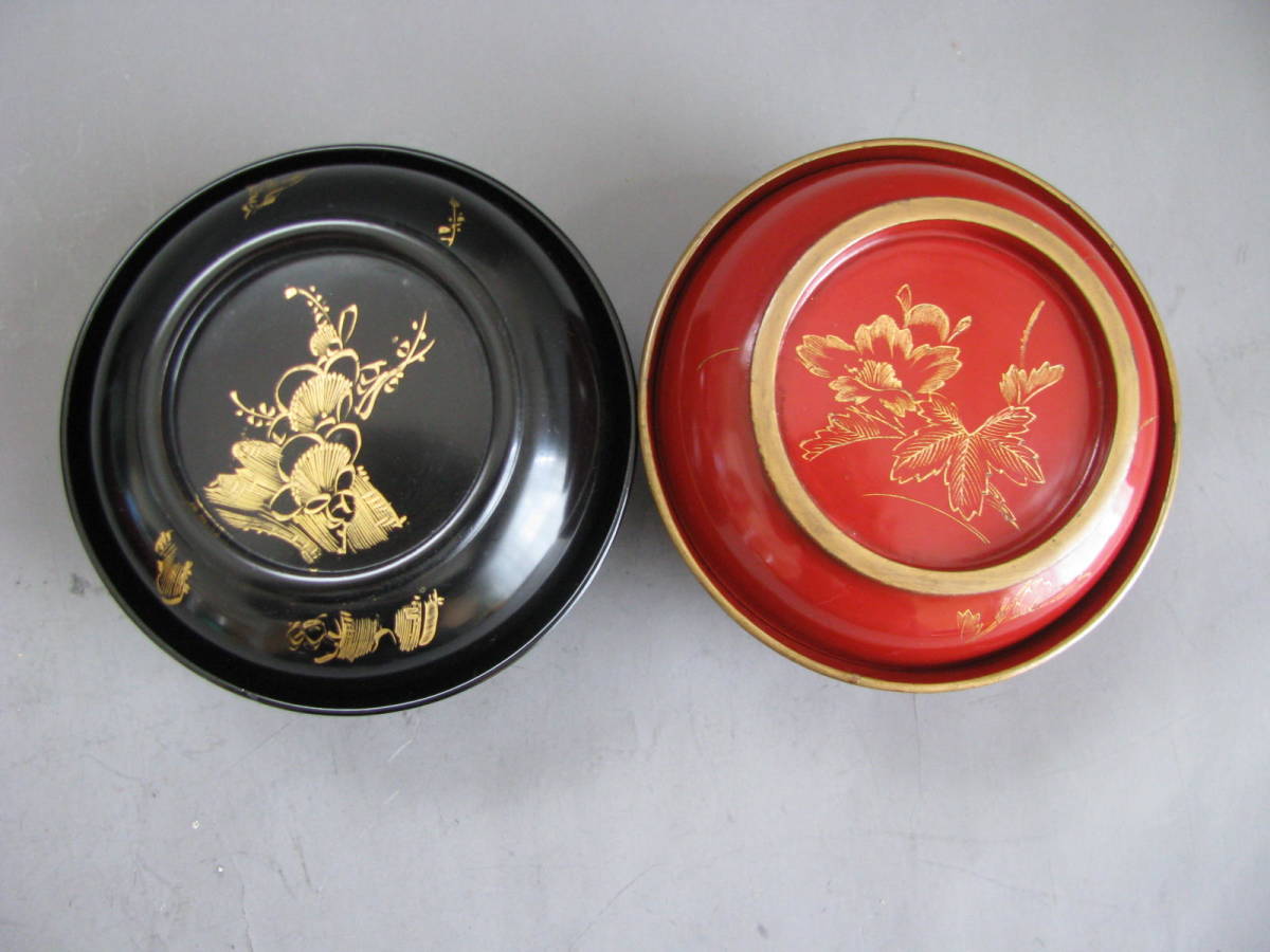 ☆蒔絵沈金吸物・菓子椀図変り十客☆大正木製漆器☆骨董