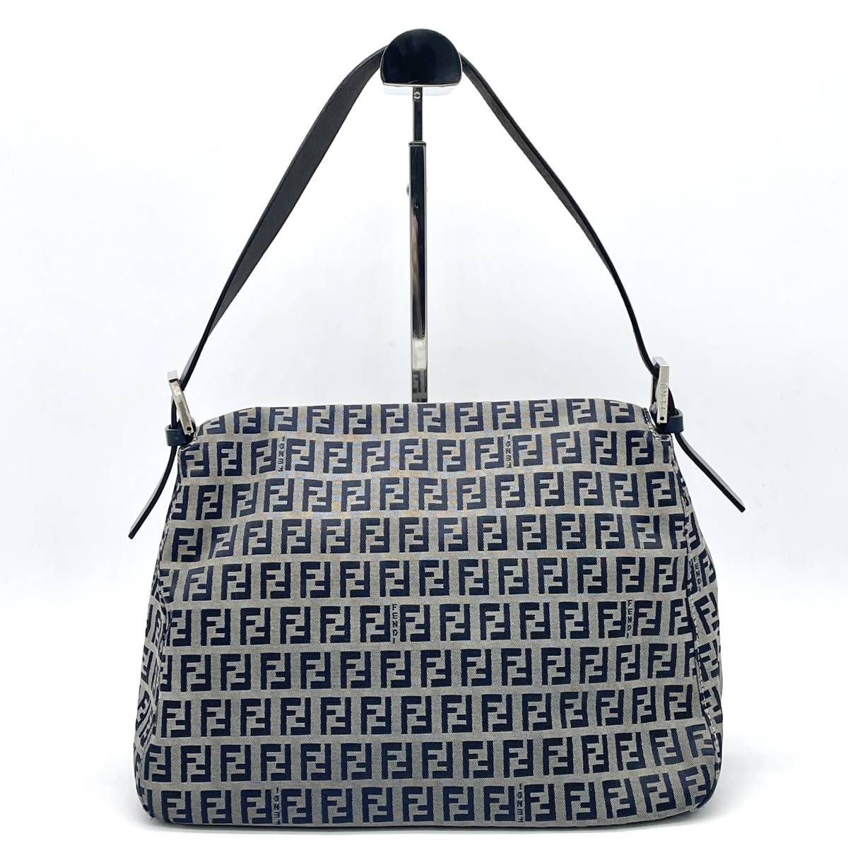 1円 極美品 FENDI フェンディ ズッカ柄 ズッキーノ ネイビー マンマ 