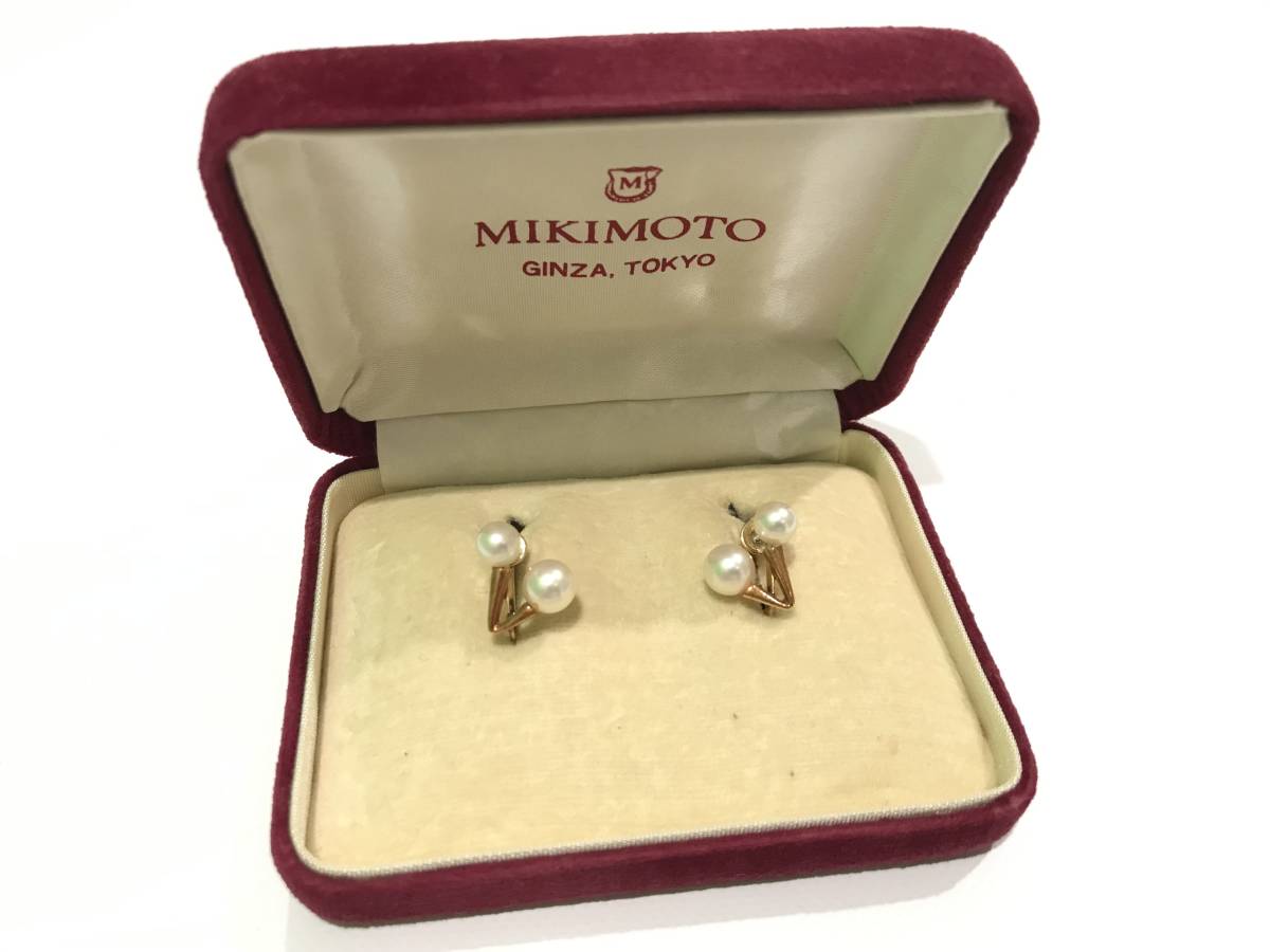 ヴィンテージ】MIKIMOTO ミキモト K14 パール ネジ式 イヤリング 6.5mm 