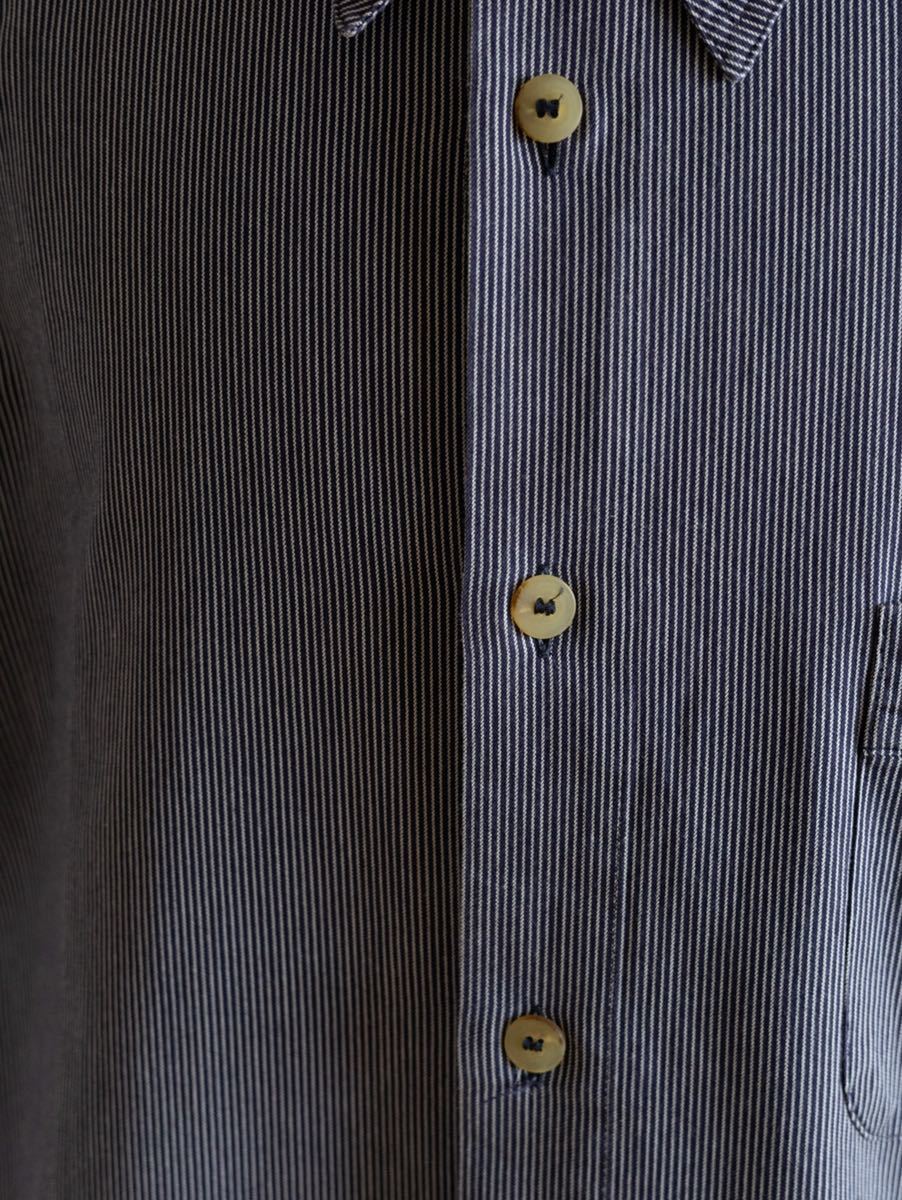 黒タグ】90s GIORGIO ARMANI ストライプ 半袖 シャツ イタリア製 