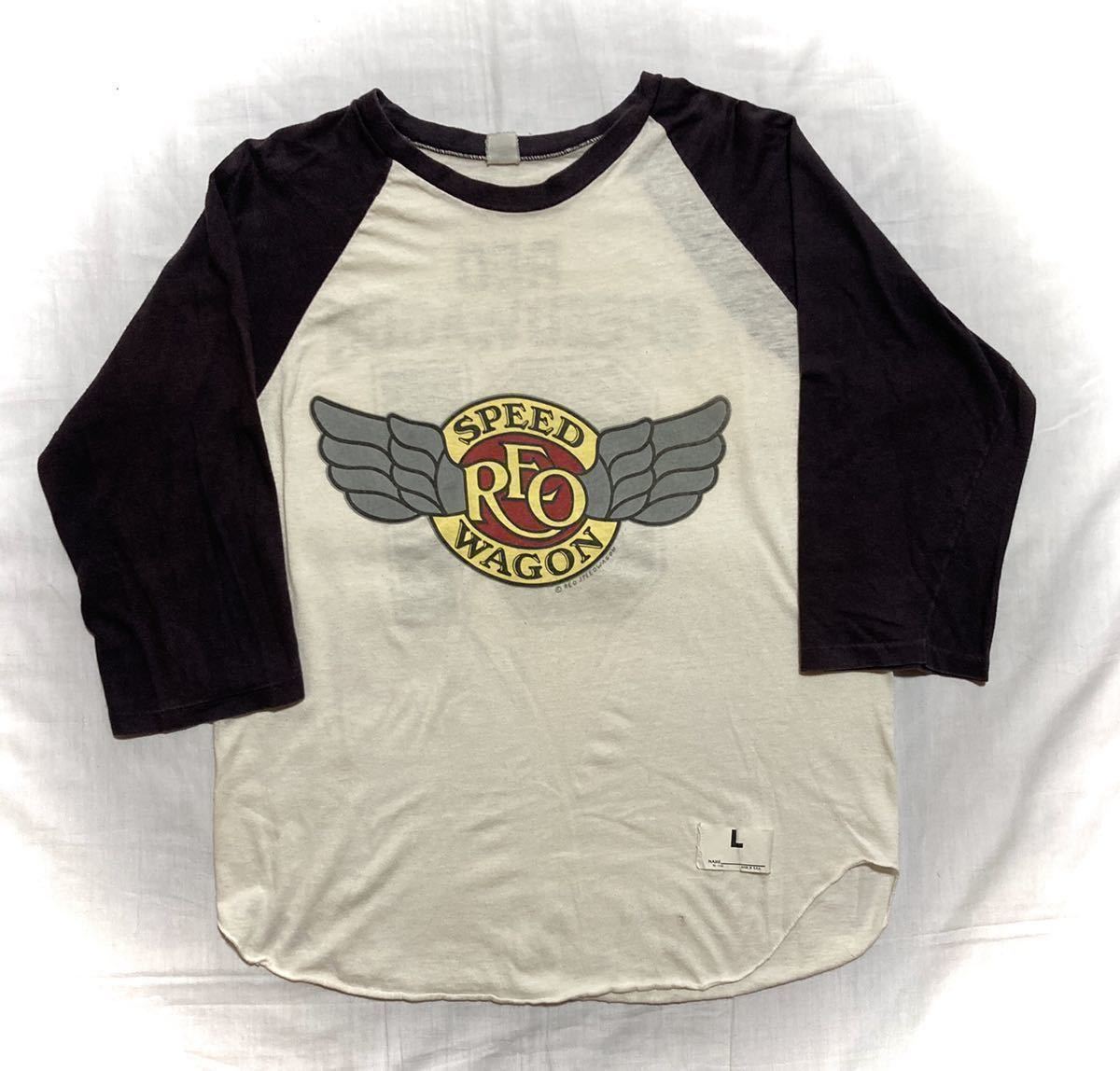 【高品質，定番人気】 激レア REO Speedwagon USA製両面ナンバリングラグランシャツ ビンテージvintage 80s ///ガンズ＆ローゼズメタリカローリングストーンズ(Tシャツ)｜売買されたオークション情報、yahooの商品情報をア Tシャツ
