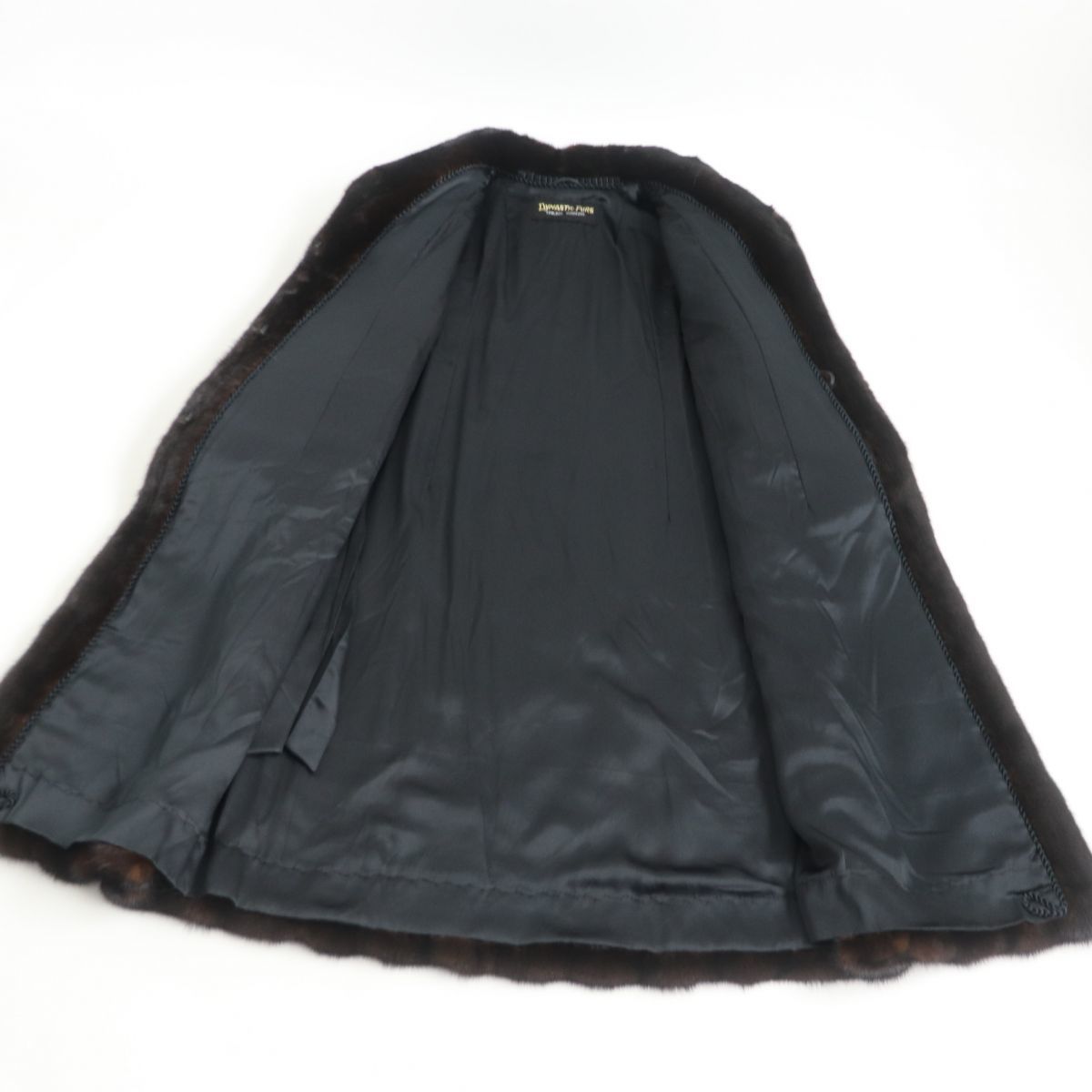 着丈114cm/裾幅180cm】ダークミンク リアルファーコート 本毛皮 艶◎ 美品