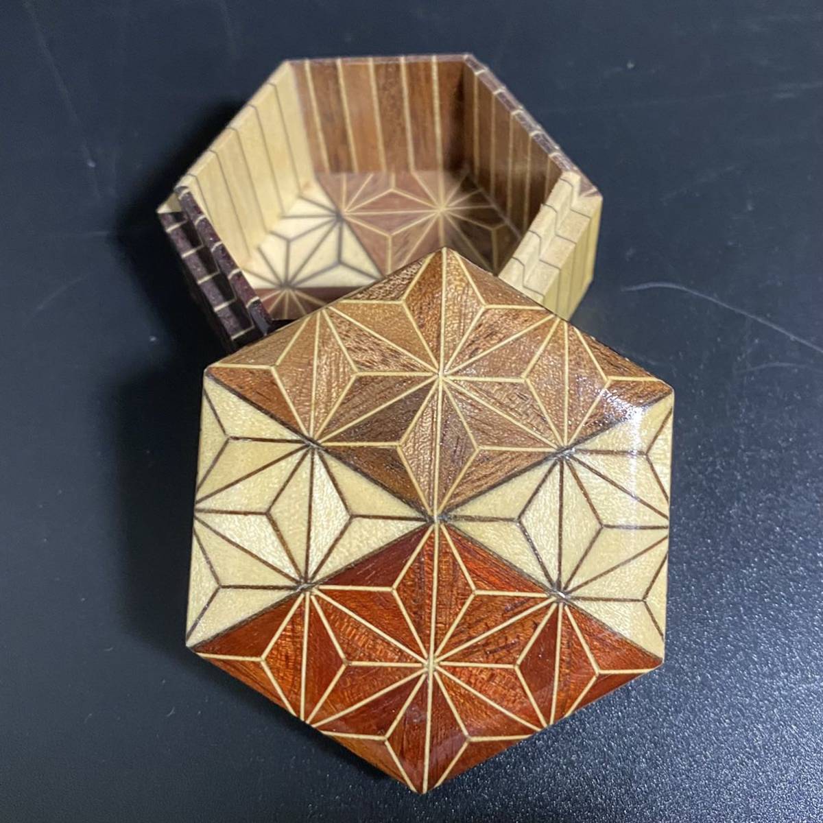 寄木細工 箱根細工 香合 小物入れ アクセサリーケース 工芸品(木工、竹