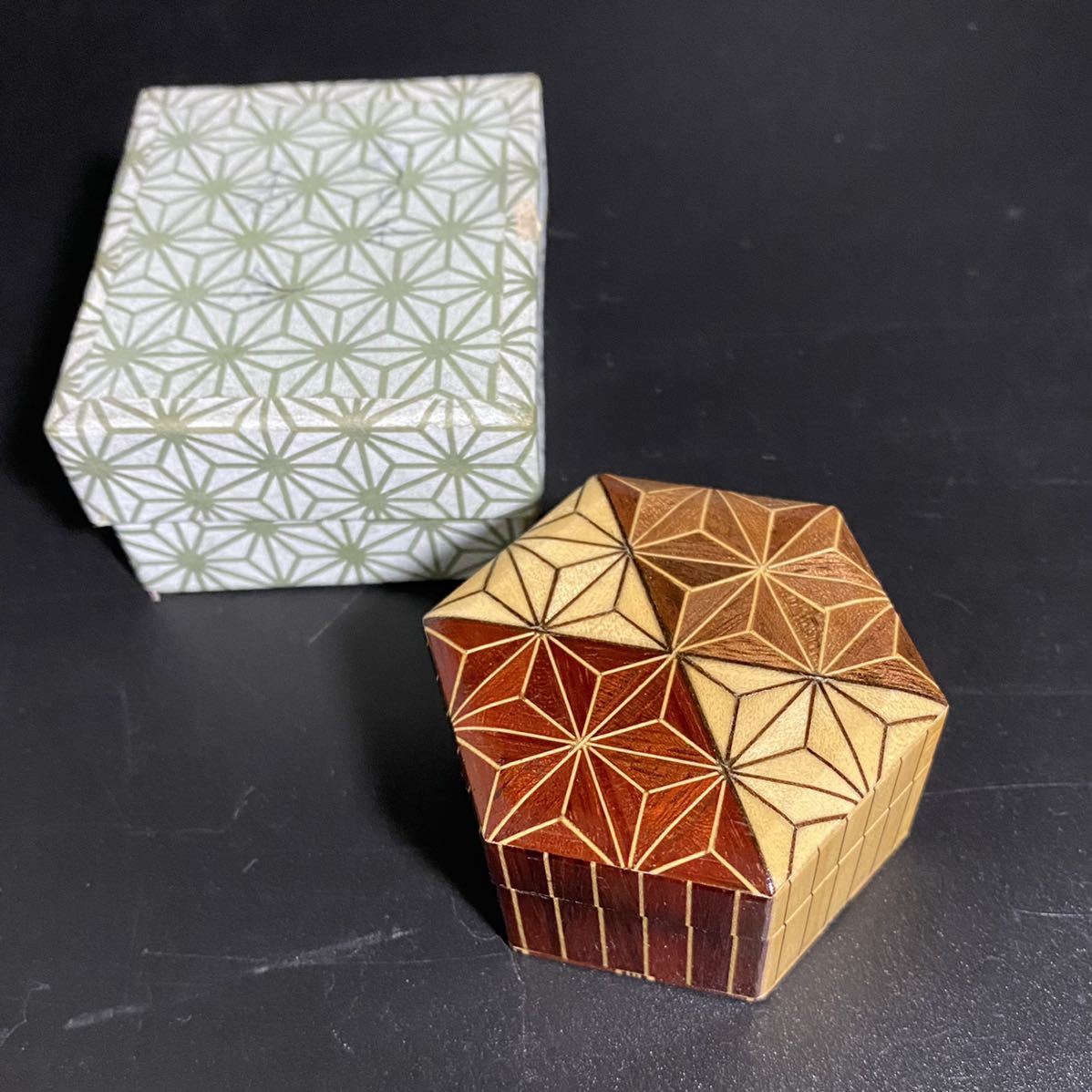 寄木細工 箱根細工 香合 小物入れ アクセサリーケース 工芸品(木工、竹