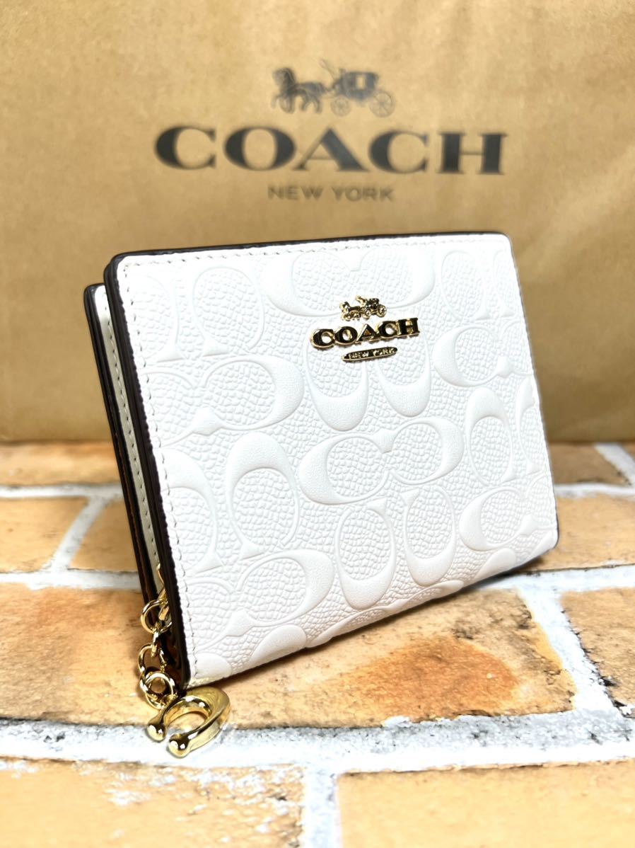 未使用級✨COACH グレー 二つ折り財布 シグネチャー コンパクト
