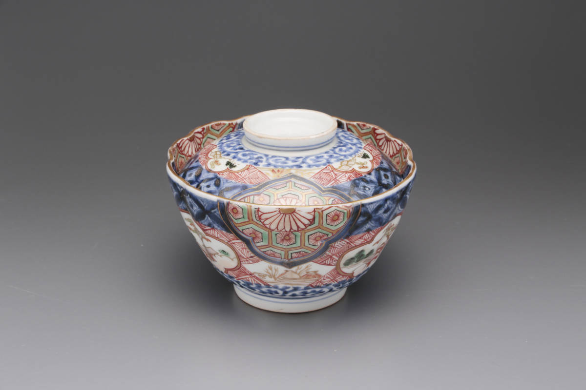 古伊万里 金襴手 蓋茶碗 唐草金彩 - 生活骨董と古布の 色絵 | 公式