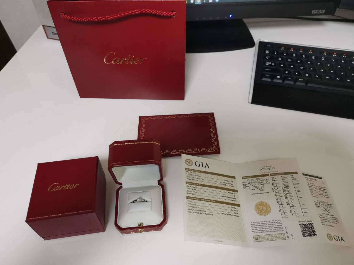 美品 カルティエ Cartier ソリテール 0.25ct IF Ex マリッジリング 