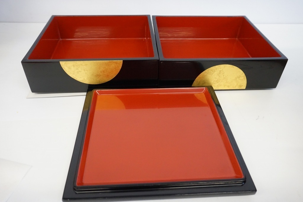 木曽漆器 伝統工芸品 重箱 三段重ね 木製 漆塗り 木曽塗4段