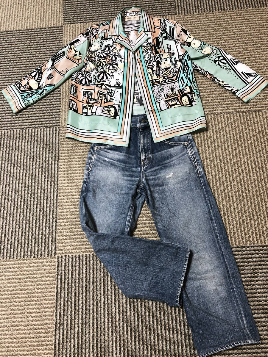 EMILIO PUCCI シルク ブラウスジャケット 32 パジャマ風 ハンガー付 