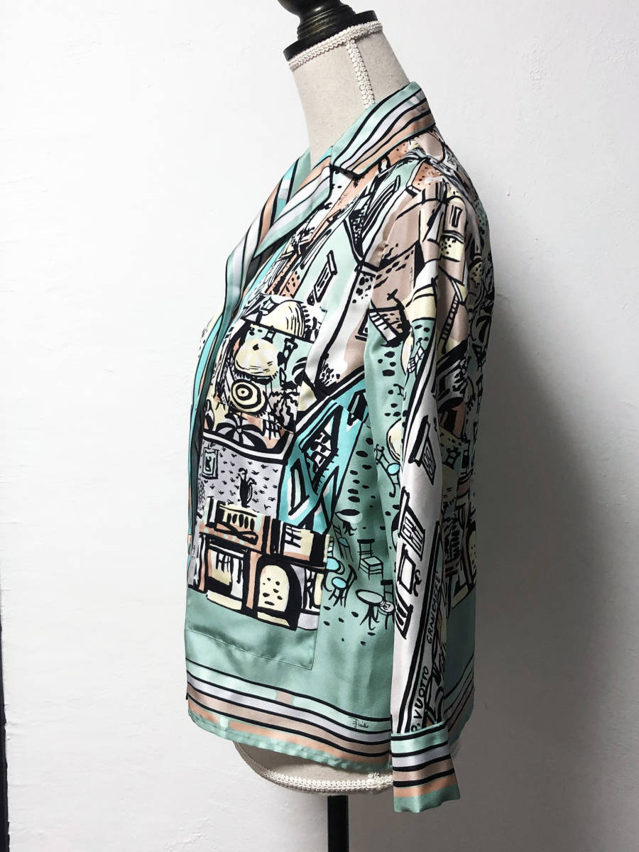 EMILIO PUCCI シルク ブラウスジャケット 32 パジャマ風 ハンガー付