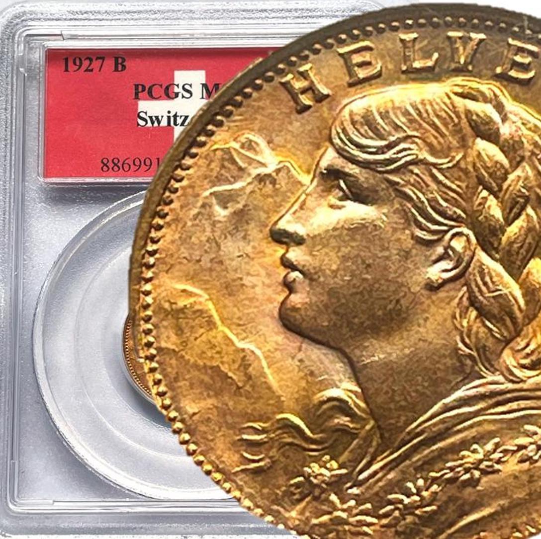1935 スイス 20フラン金貨 NGC アルプスの少女 ブレネリ ヘルベティア 