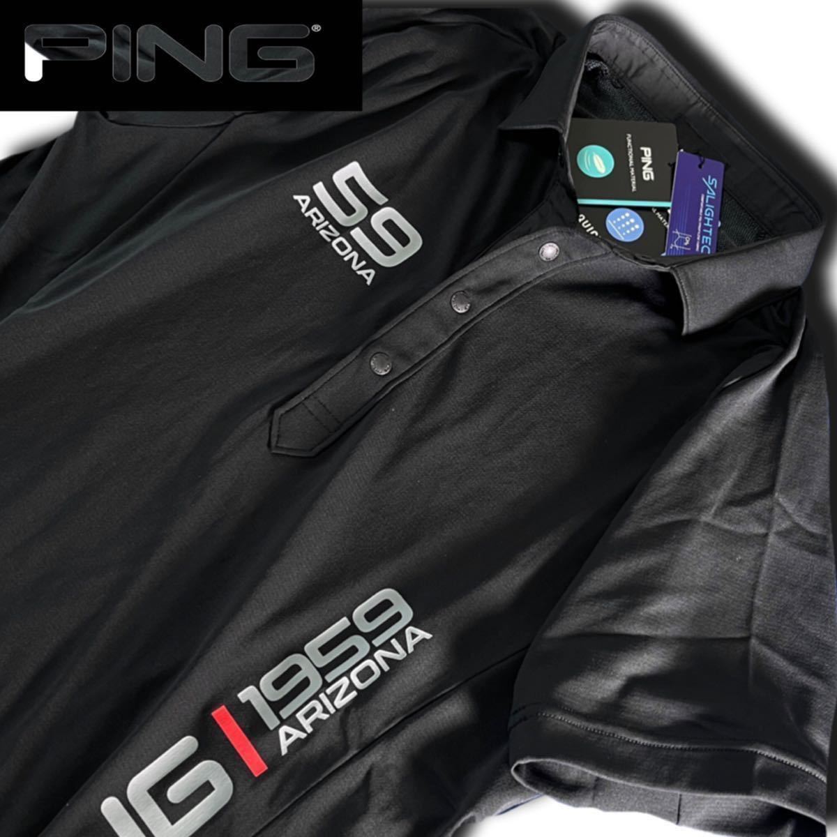 本物 新品 28850248 PING APPAREL/ピン サイズ4L 超人気 2022年最新 SALIGHTECメッシュボーダー 半袖ポロシャツ 軽量 吸水速乾性
