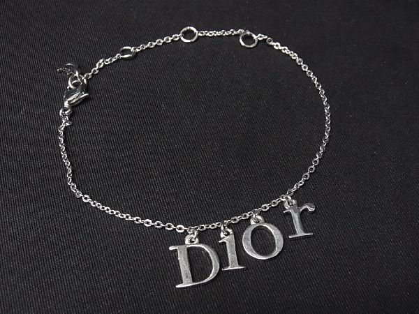 1円■美品■ Christian Dior クリスチャンディオール ロゴモチーフ ブレスレット アクセサリー レディース シルバー系 AB8947Nk
