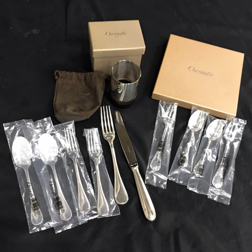 クリストフル SV925 メッキ マルリーフォク / スプーン 他 計8点 セット テーブルウェア 箱付き 食器 Christofle　