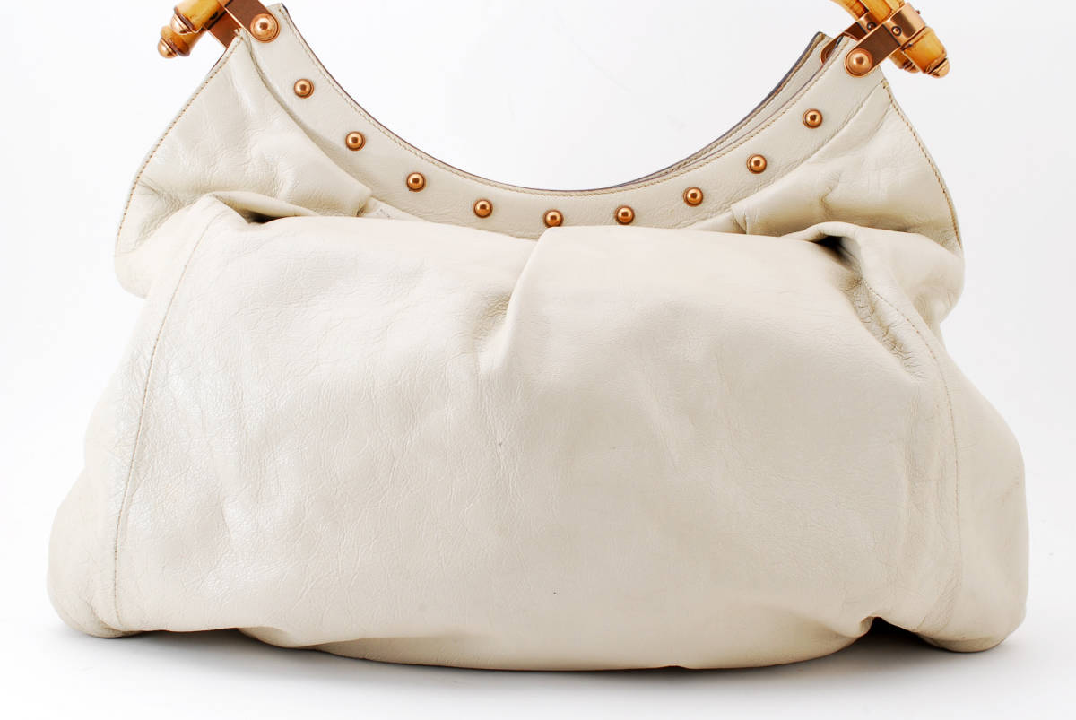 【1円スタート】GUCCI　グッチ　バンブー　スタッズ　レザー　トートバッグ　ショルダーバッグ　肩掛けバッグ　124293　22-4426