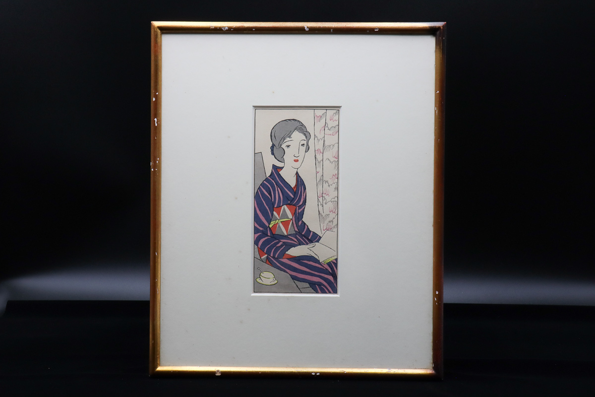 竹久夢二 木版画 宙真作保証 真作保証 昭和中期 初版 大正ロマン 美人