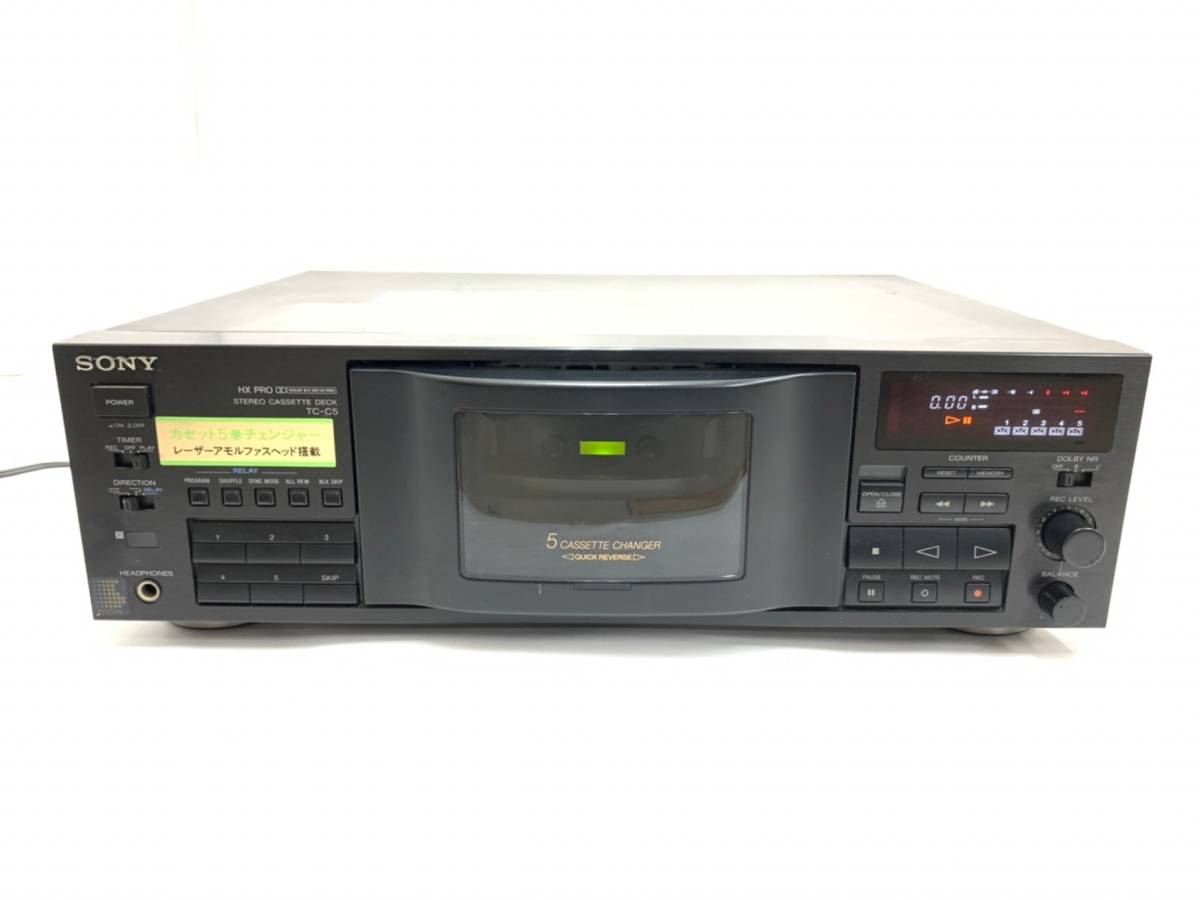 【ジャンク品】SONY/ソニー TC-C5 ステレオ カセットデッキ オーディオ機器 音響機器 精密機器 カセットチェンジャー 音楽 (29727I2) 
