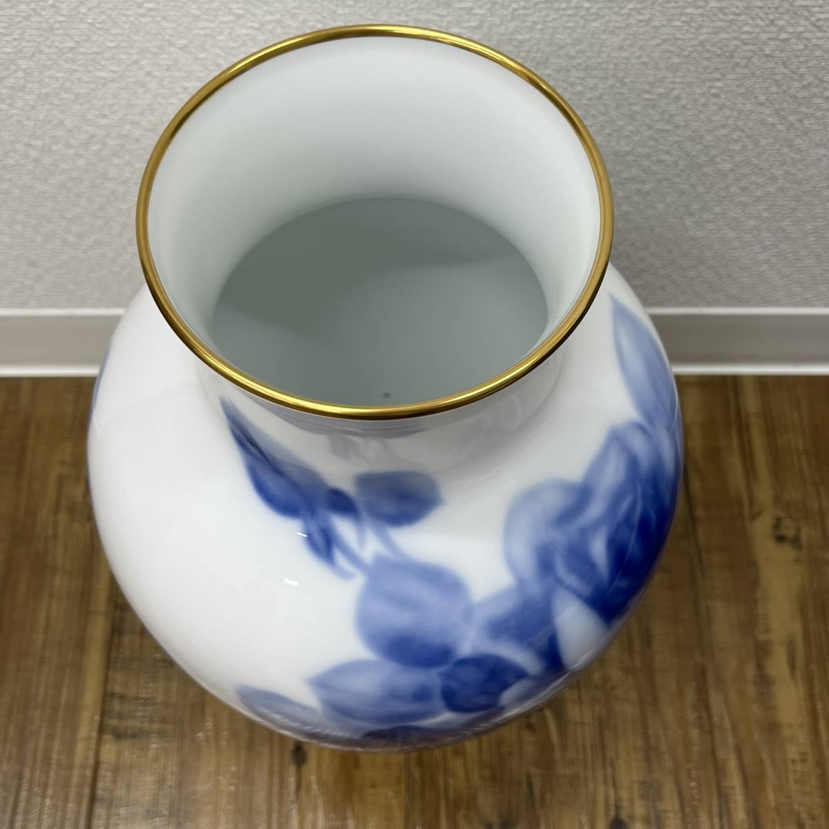 販売 値段 大倉陶園 OKURA ブルーローズ 花瓶 花器 花入れ 壺 薔薇 