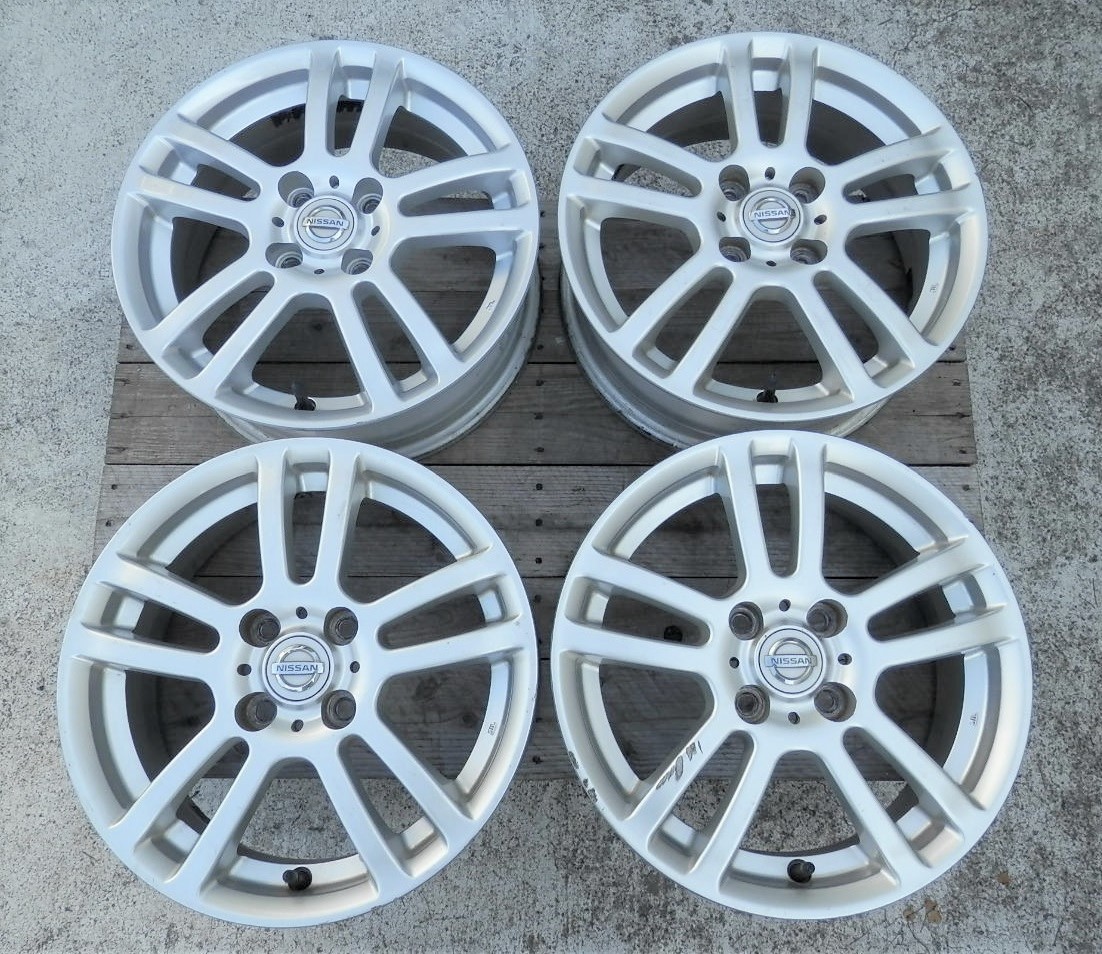 15インチ PCD100 NISSAN 15×5.5JJ 4穴 ブラックシルバーアルミホイール