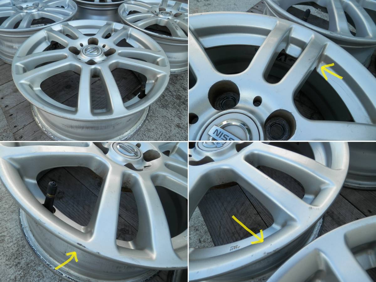 15インチ PCD100 シルバー ホイール① 15インチ PCD100 NISSAN 15×5.5JJ 4穴 ブラックシルバーアルミホイール