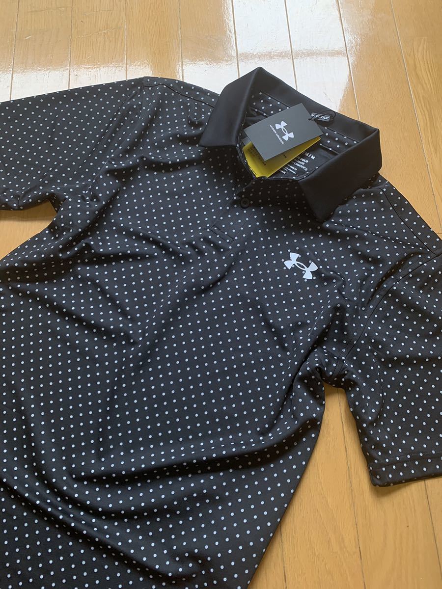 ★送料185円！冷感タイプドット柄「UPF50＋」UNDER ARMOUR GOLF/アンダーアーマーゴルフ/半袖シャツ【2XL】BLK★