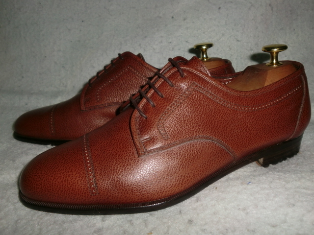 ★伊製 Salvatore Ferragamo ストレートチップ UK 7 EE イタリア製サルヴァトーレ フェラガモ キャップトゥ ブラウンレザー 外羽根式 