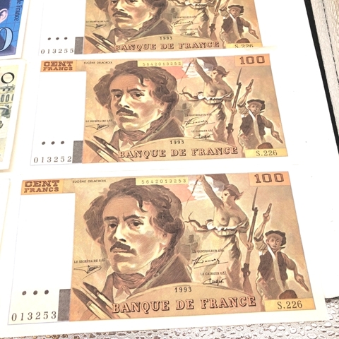 注目！！】フランス旧紙幣 200フラン札1、100フラン札5、50フラン札2