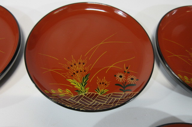初だし品 大内塗 時枝則章 銘々皿5枚 木製漆器 共箱 ☆広島発送☆(漆芸