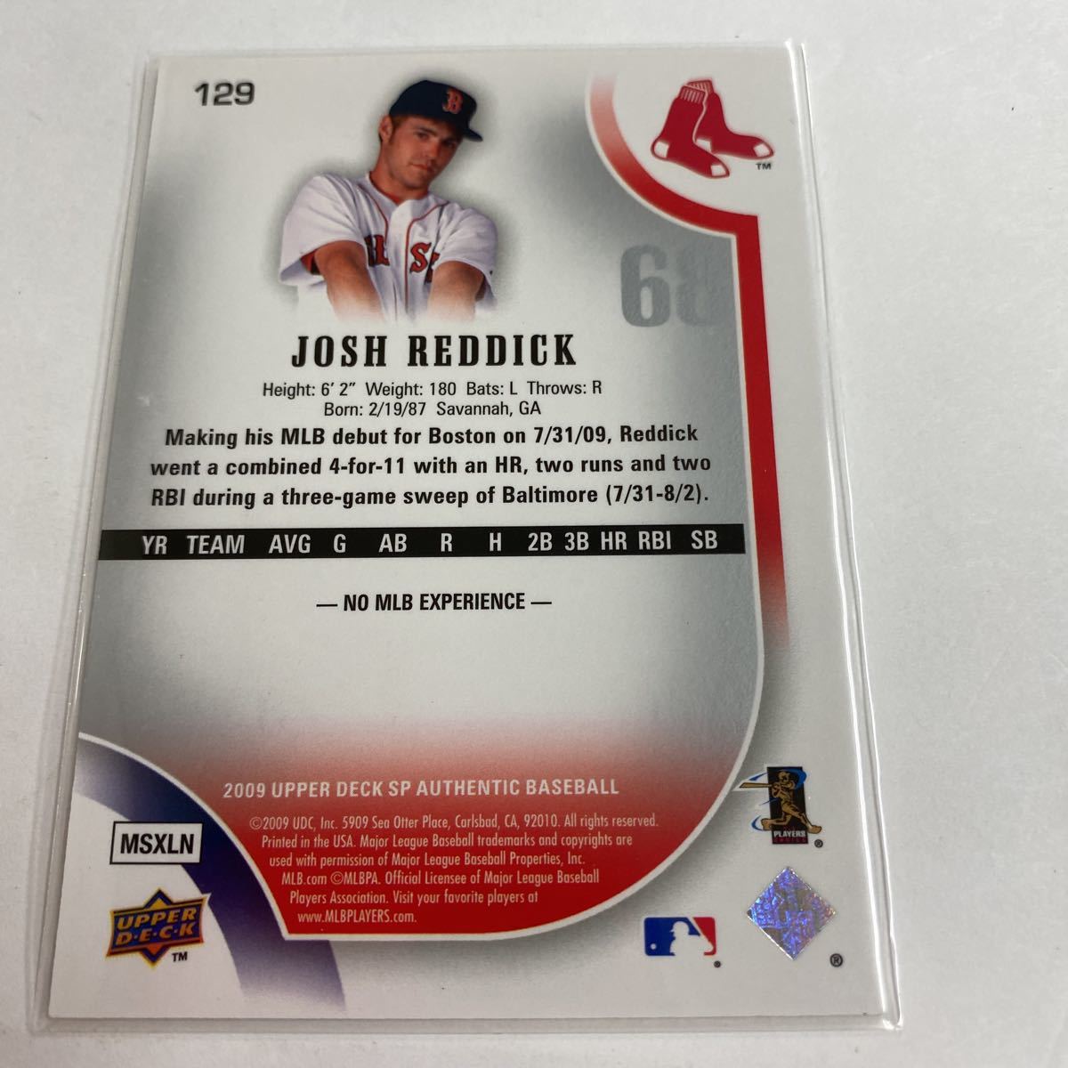 MLB 2009 Upper Deck SP Josh Reddick Rookie Card 166/299.
