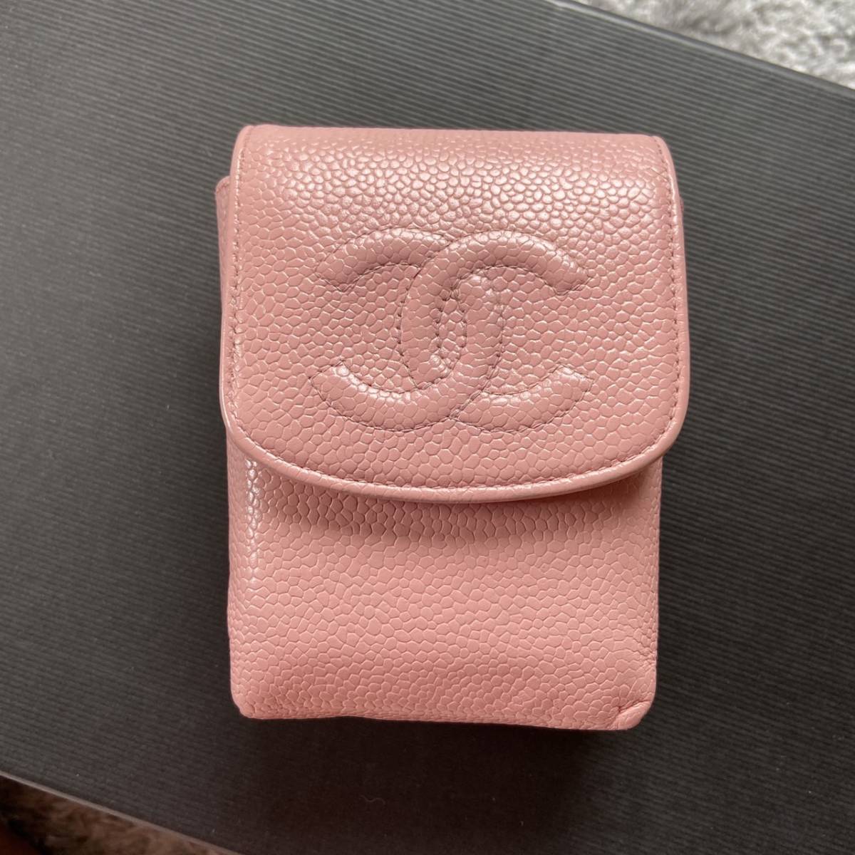 シャネル CHANEL シガレットケース キャビアスキン ココマーク ピンク