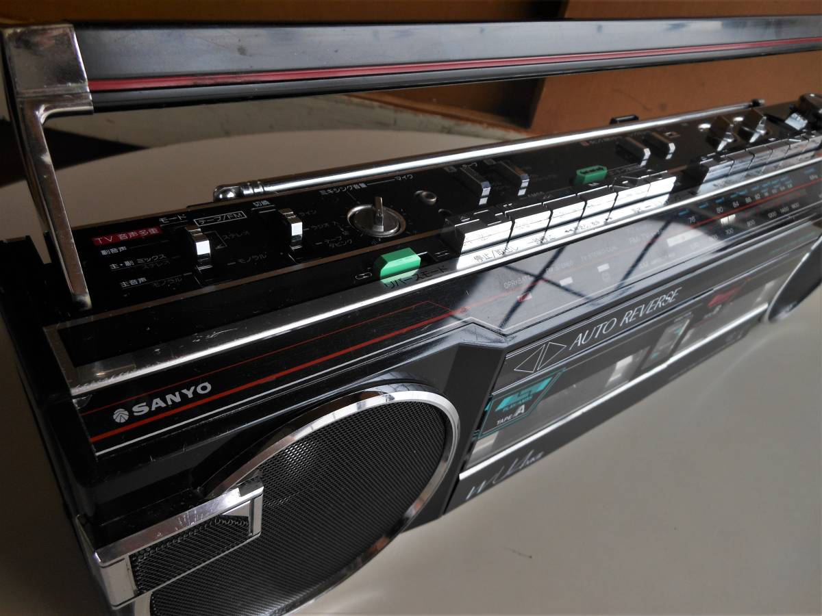 80s SANYO 小型ダブルラジカセ MR-WU4mkⅢ 黒 整備済 動作正常 美品
