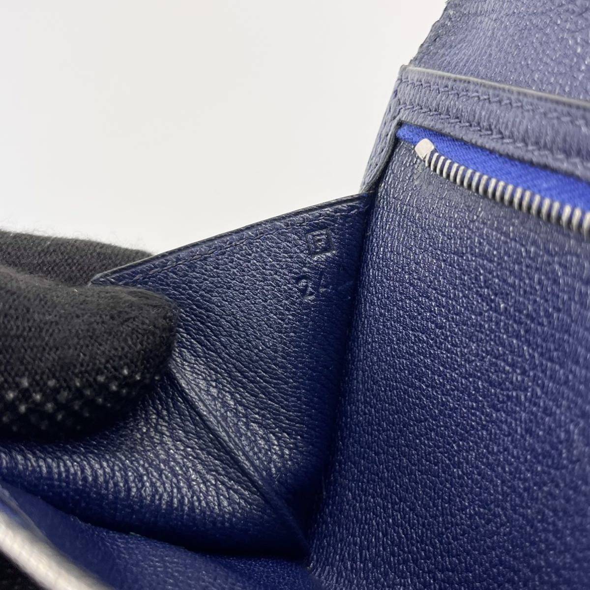 早い者勝ち レア HERMES エルメス ベアン リザード 長財布 ネイビー 二 