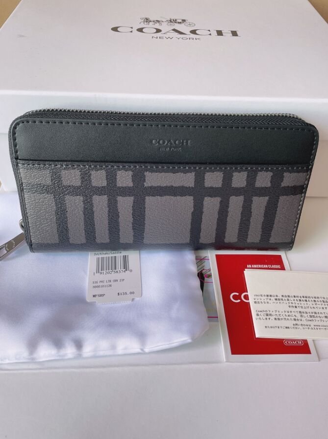 メンズ○コーチ COACH シグネチャー ラウンドジップ ウォレット PVC