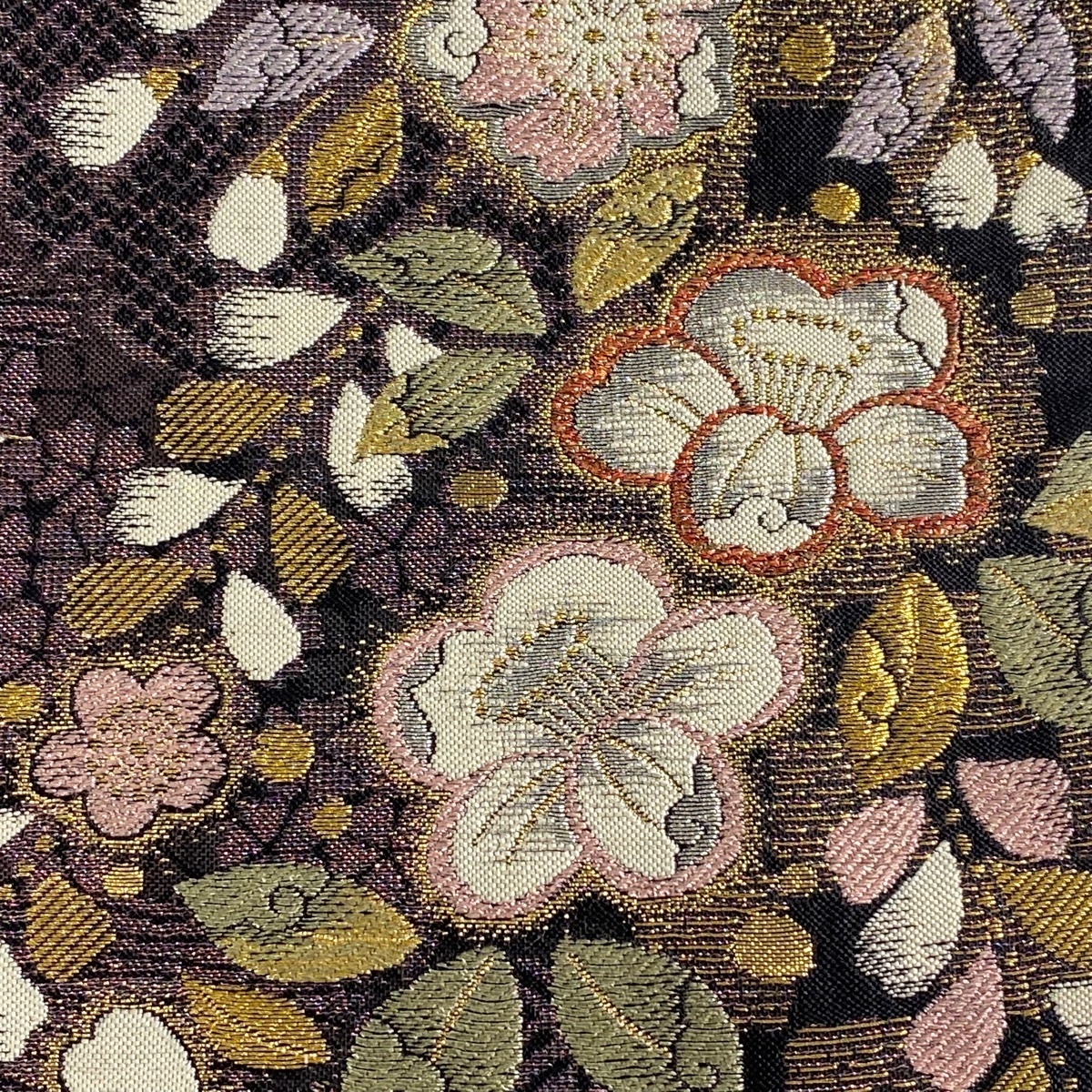やまと 高級 作り帯 袋帯 正絹黒地にたちばな 桜花図 新はじく加工 美 