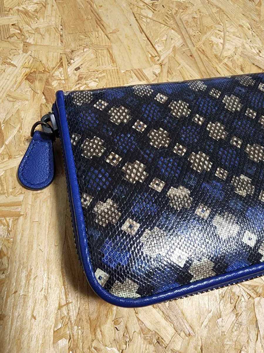 希少✨ボッテガヴェネタ 長財布 ラウンドファスナー リザード ネイビー レザー 希少✨ボッテガヴェネタ 長財布 ラウンドファスナー リザード ネイビー