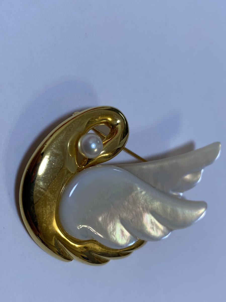 未使用✨田崎真珠　TASAKI タサキ パール　ブローチ　スワン　白鳥　シェル タサキ TASAKI 田崎 スワン ブローチ パール シェル 白鳥 1円〜 美品