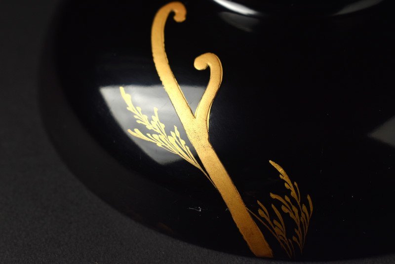 吸物椀 CL14 | 時代木製漆器 朱塗 黒塗 二客 金蒔絵 森
