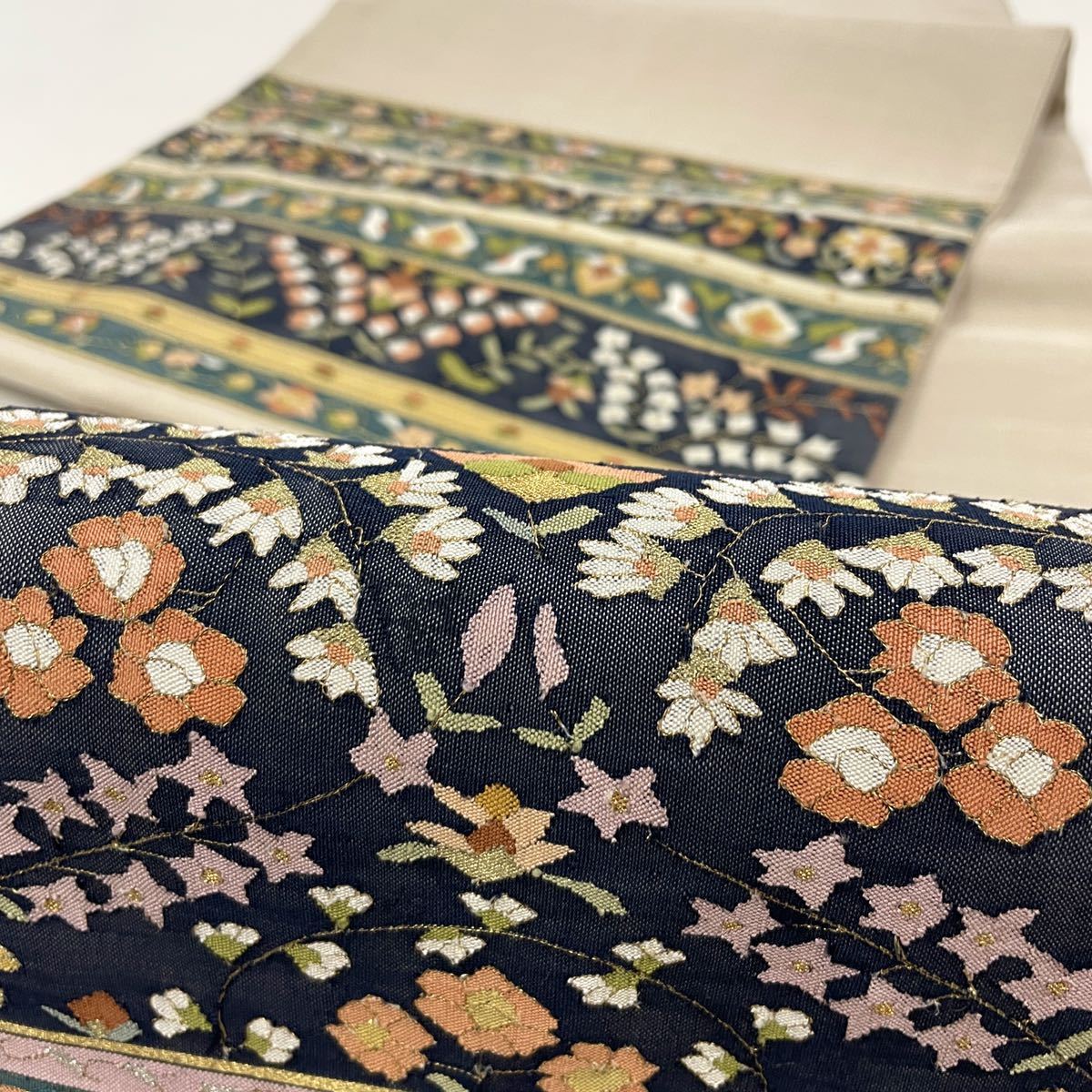 大人気，品質保証 七福 m3639 高級 正絹 明綴れ 明綴 太鼓柄 袋帯(仕立て上がり)｜売買されたオークション情報、yahooの商品情報をアーカイブ公開 - オークファン 仕立て上がり