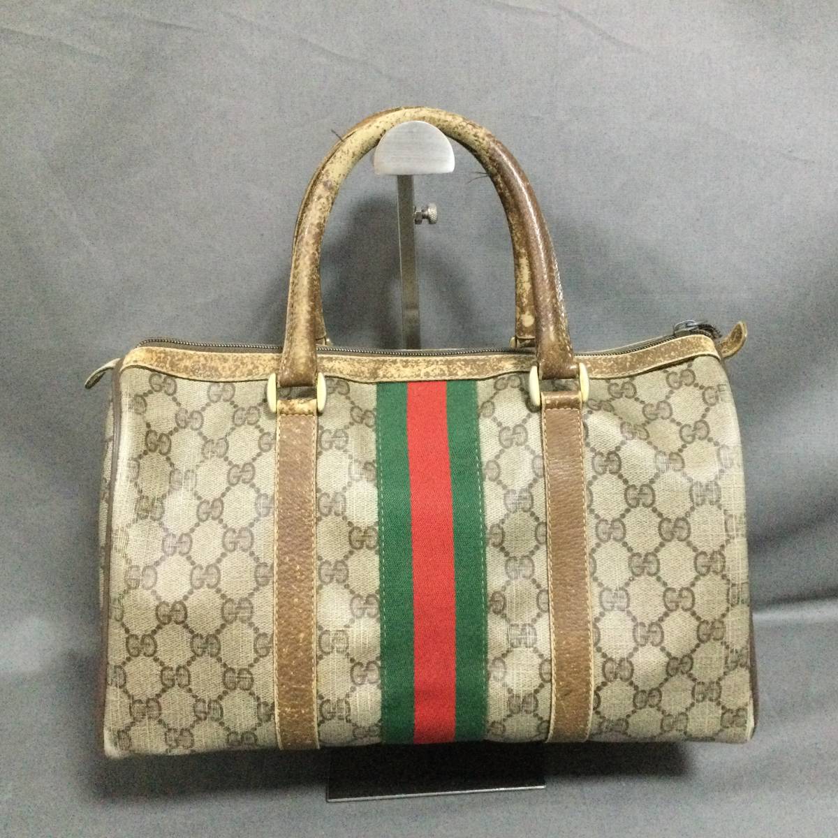 8/24 213583 GUCCI グッチ ハンドバッグ GGロゴ ブラウン系 鞄