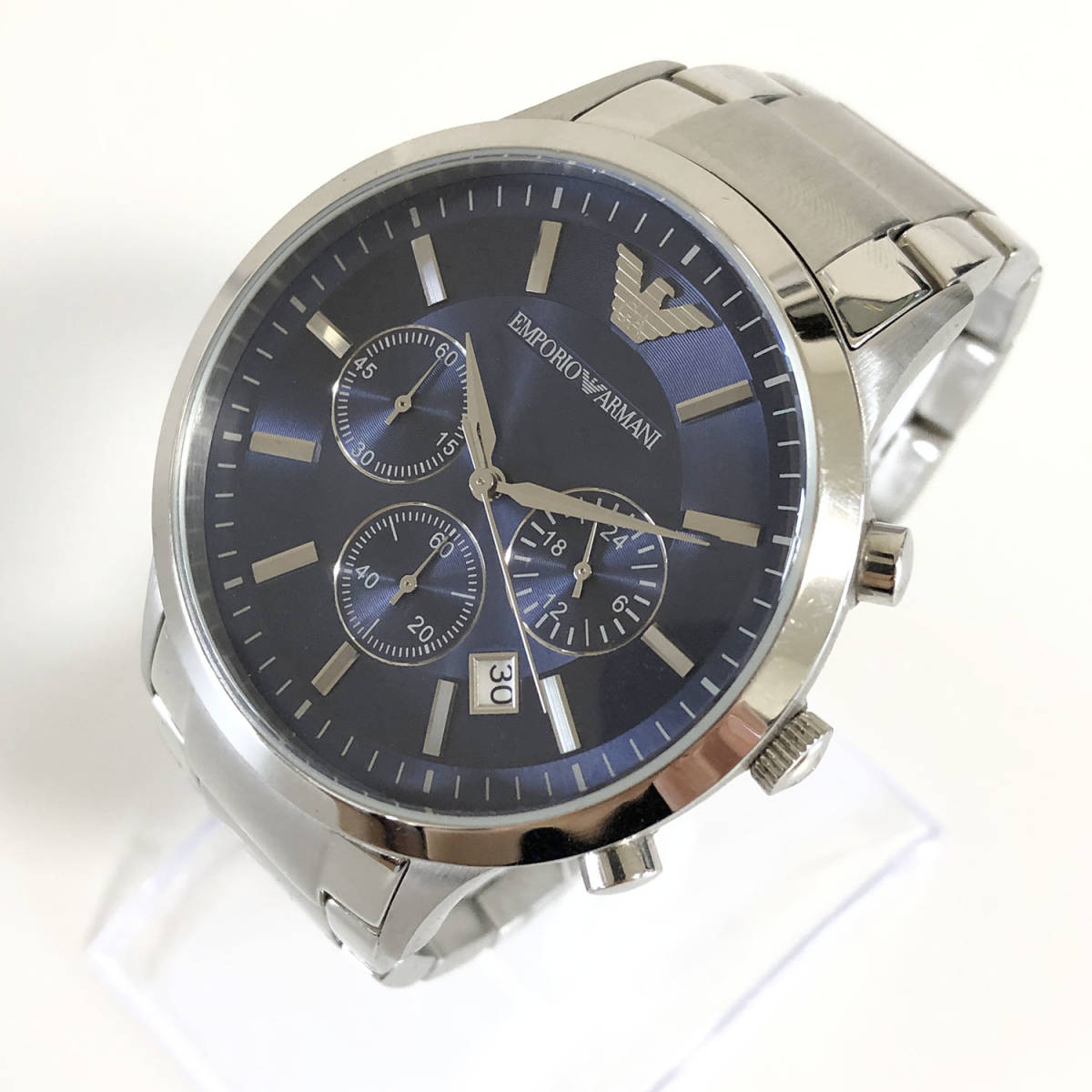 EMPORIO ARMANI AR-2448 ブルー文字盤 クォーツ 腕時計 Emporio Armani 