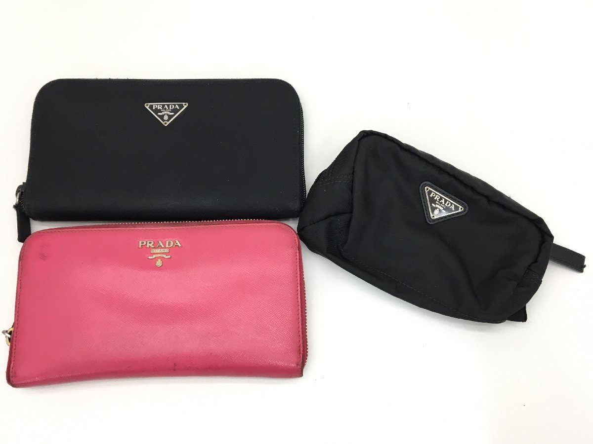 プラダ ナイロン レザー PRADA ブラック PRADA（長財布）のフリマ 