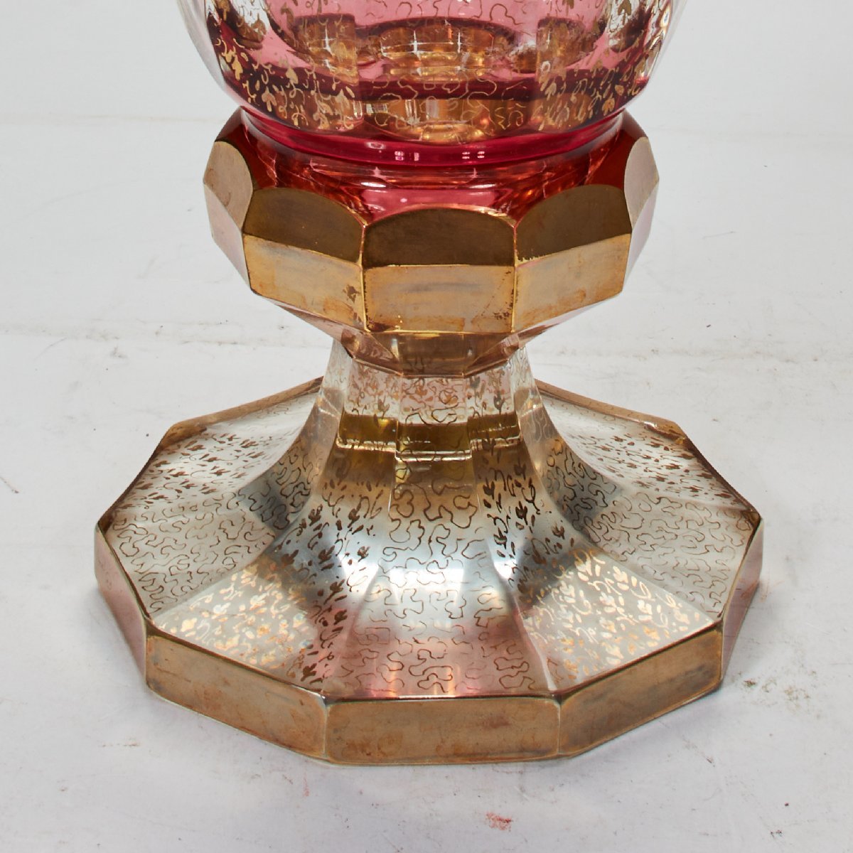 ボヘミア フラワーベース 花瓶 BOHEMIA 金彩 レリーフ パネルグラス 箱