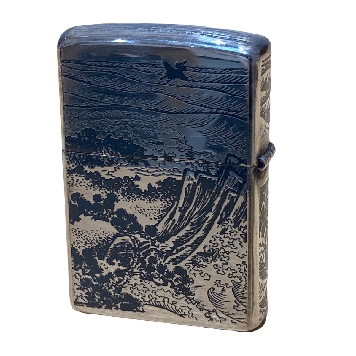ZIPPO ジッポー zippo オイルライター 日本画 松原 海 湖 波 烏 カラス 