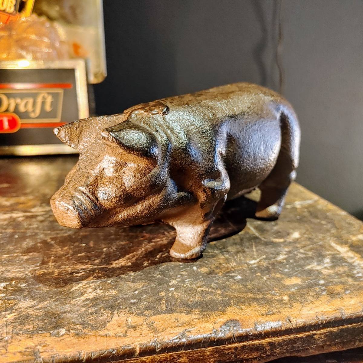 アンティーク 古雑貨 ヴィンテージ 骨董 ブタ 置物 豚 文鎮 ペーパーウエイト インテリア オブジェ ディスプレイ ペーパーウェイト 雑貨 ブタ : 置物 古雑貨 ブラック コックさん