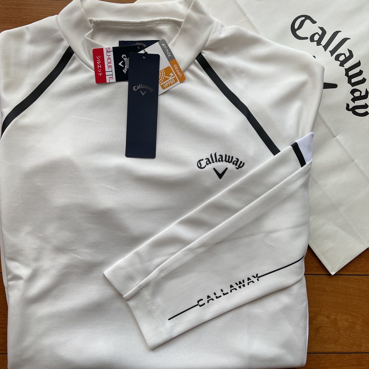 送料無料CallawayキャロウェイMENSハイネック長袖シャツ圧着テープ吸水速乾DRY脇メッシュ通気ベンチレーションUPF50+STRETCH(お買得3L)新品
